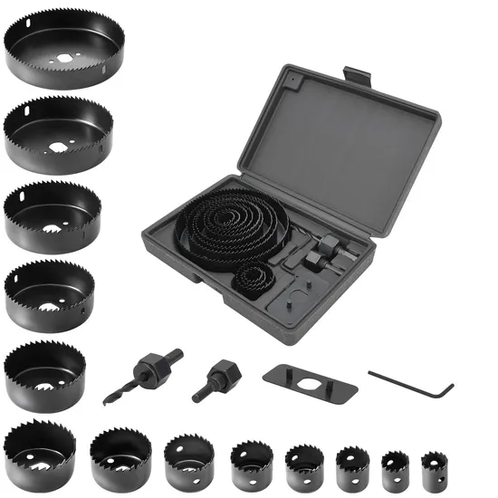 16 Pieces Metal Hole Saws Assorted Kit Universal Arbor with Included Carrying Case for General Purpose Applications